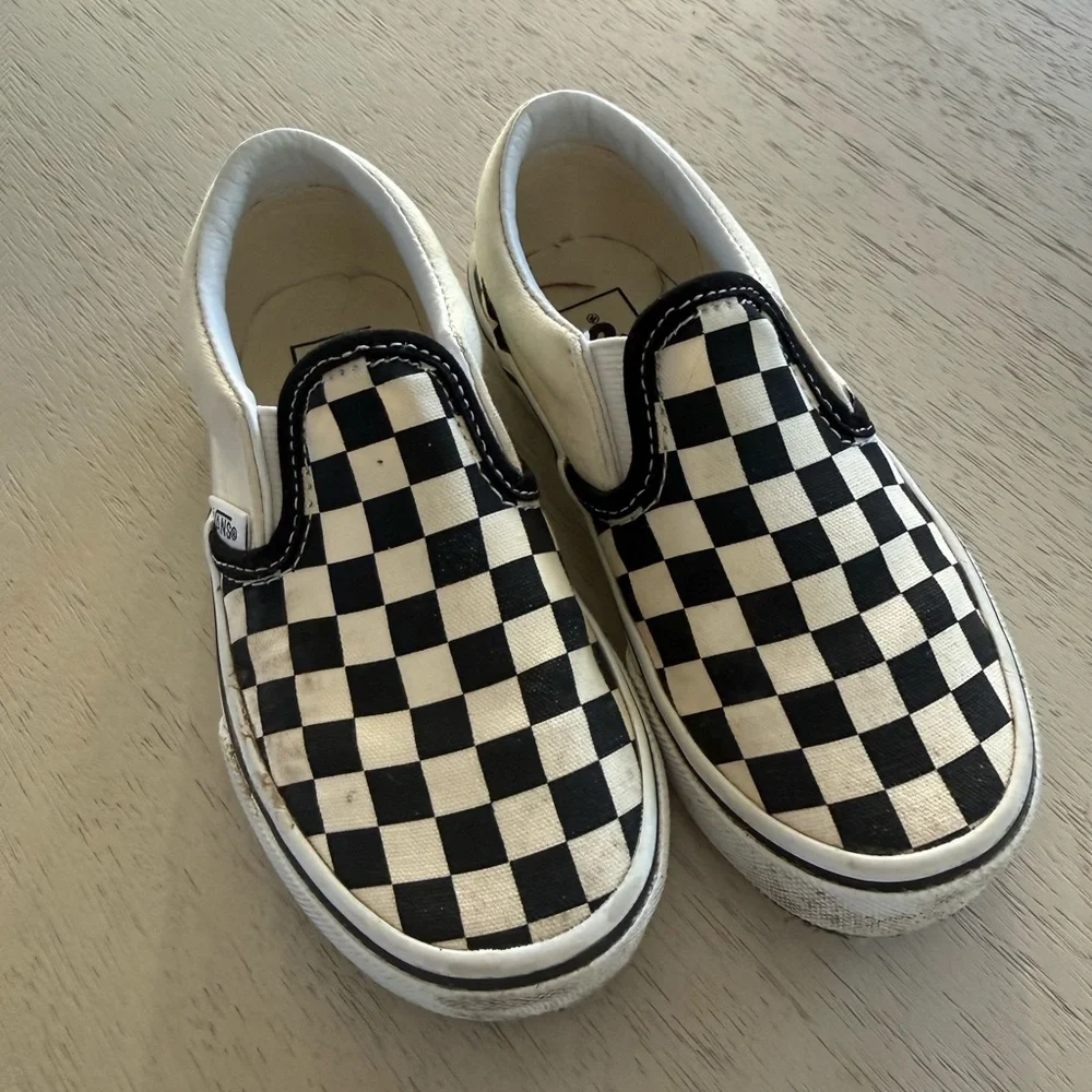 Vans Kids Black and White Checkered Sneakers - Picture 1 of 5